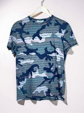 Authentic Valentino Camouflage Text Print T-Shirt Men's Size XS